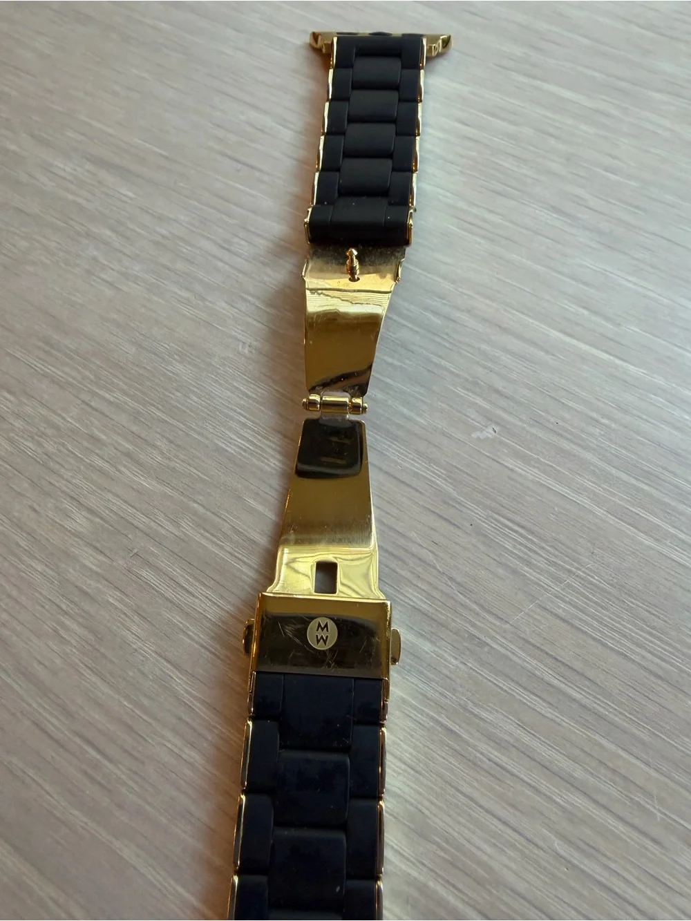 Michele Black and Gold 20mm Silicone Apple Watch Band